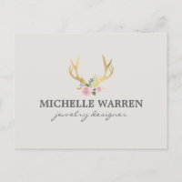 Bohemian Gold Antlers with Flowers II