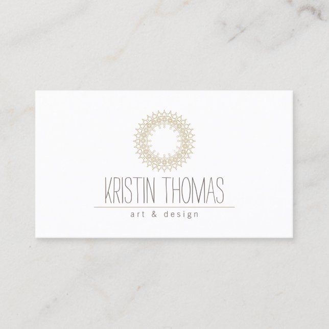 Bohemian Gold Sun Mandala Designer Business Card (Front)