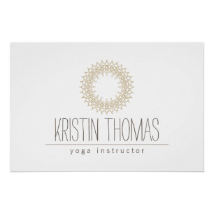 Bohemian Gold Sun Mandala Yoga Logo Download Poster