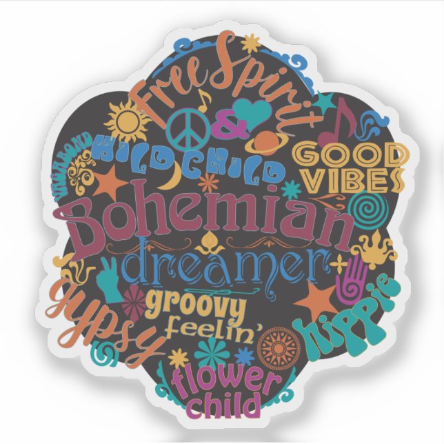 Bohemian Good Vibes Word Cloud (Front)