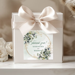 Bohemian Green and Gold Favour Stickers Botanical
