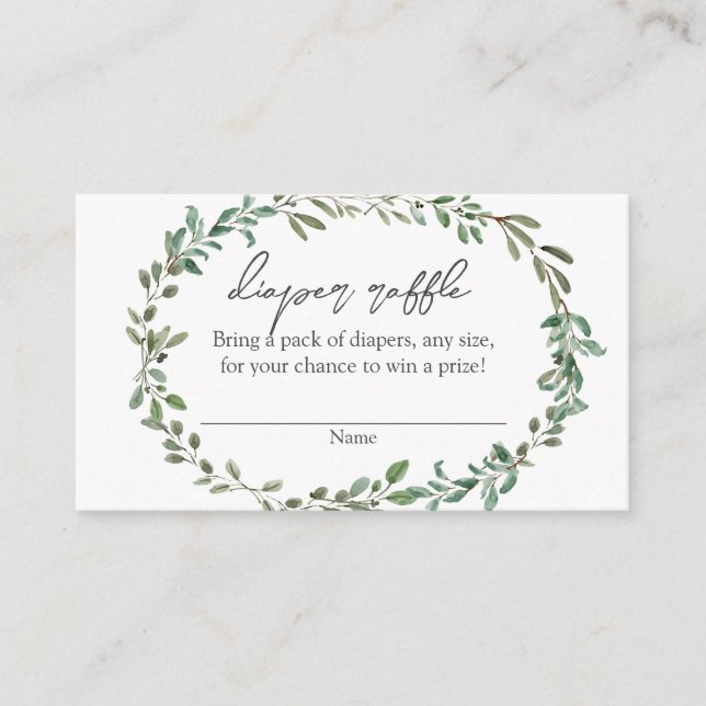 Bohemian Greenery Baby Shower Diaper Raffle Insert (Front)