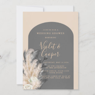 Bohemian Grey and Cream Arch Wedding Shower Invitation