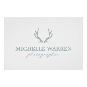 Bohemian Grey Antlers on White Logo Download Poster