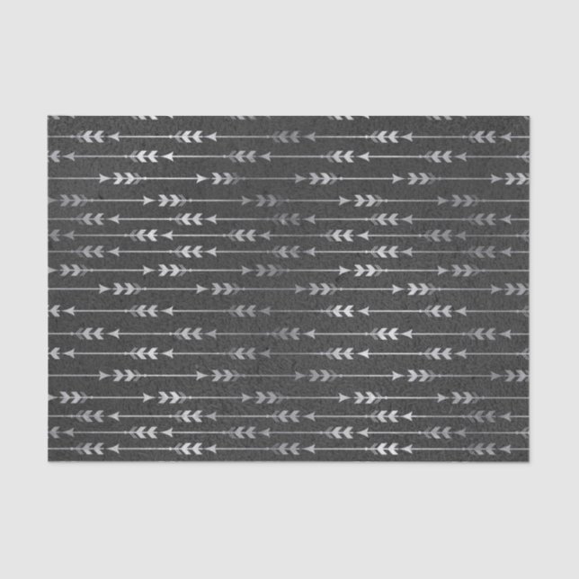 Bohemian Grey Arrow Stripe Abstract Style Tissue Paper (Front)