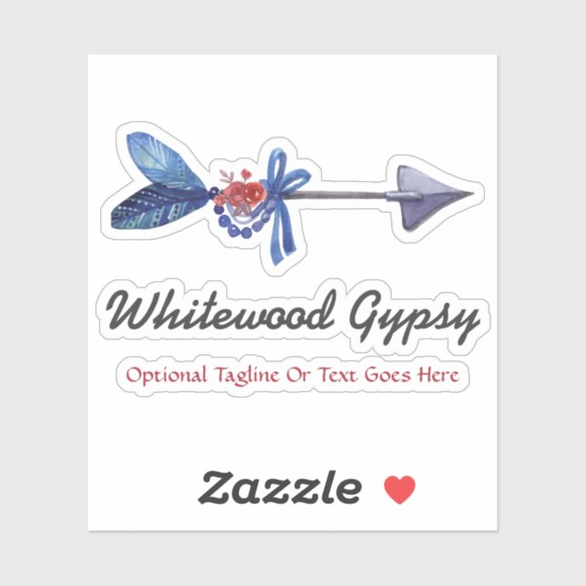Bohemian Gypsy Arrow Feather & Beads Name Logo (Sheet)