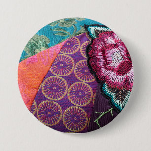 Bohemian gypsy Rose colourful tapestry 7.5 Cm Round Badge