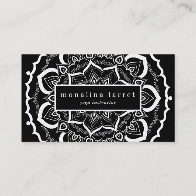 Bohemian Hand Drawn Mandala Black White Business Card (Front)