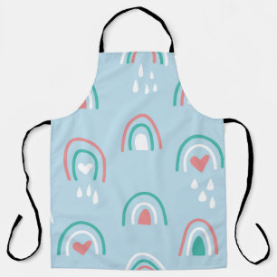 Bohemian hand drawn seamless pattern with rainbow  apron