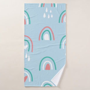 Bohemian hand drawn seamless pattern with rainbow bath towel