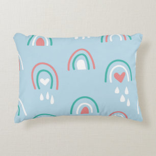 Bohemian hand drawn seamless pattern with rainbow decorative cushion