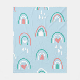 Bohemian hand drawn seamless pattern with rainbow fleece blanket