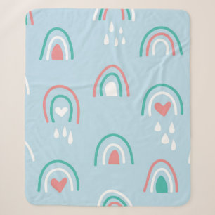 Bohemian hand drawn seamless pattern with rainbow sherpa blanket