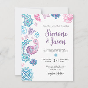 Bohemian Hand Painted Wedding Invitation