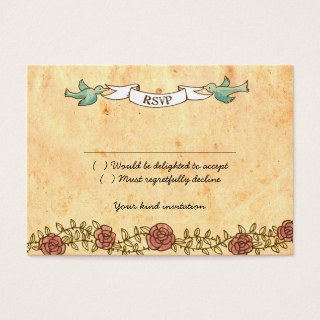 Bohemian Heart, Roses, Birds, & Banner Wedding (Front)