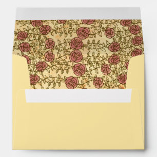 Bohemian Heart, Roses, Birds, & Banner Wedding Envelope