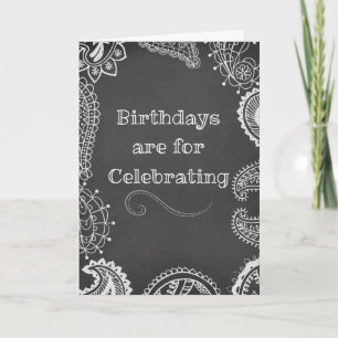 Bohemian Henna Chalkboard Birthday Card