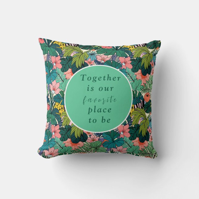 Bohemian Hibiscus Wedding Cushion (Front)