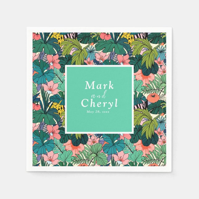 Bohemian Hibiscus Wedding Napkin (Front)