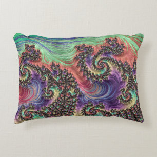 Bohemian Hippie Colourful Jewel Tone Fractal Art Decorative Cushion