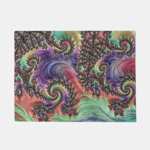 Bohemian Hippie Colourful Jewel Tone Fractal Art Doormat
