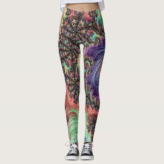 Bohemian Hippie Colourful Jewel Tone Fractal Art Leggings