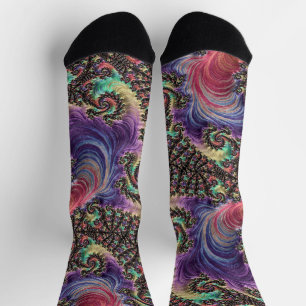 Bohemian Hippie Colourful Jewel Tone Fractal Art Socks