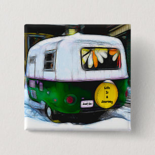 Bohemian Hippie Life Is A Journey Travel Trailer 15 Cm Square Badge