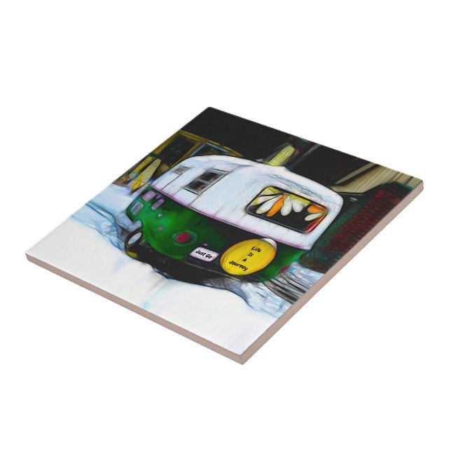Bohemian Hippie Life Is A Journey Travel Trailer Ceramic Tile (Side)