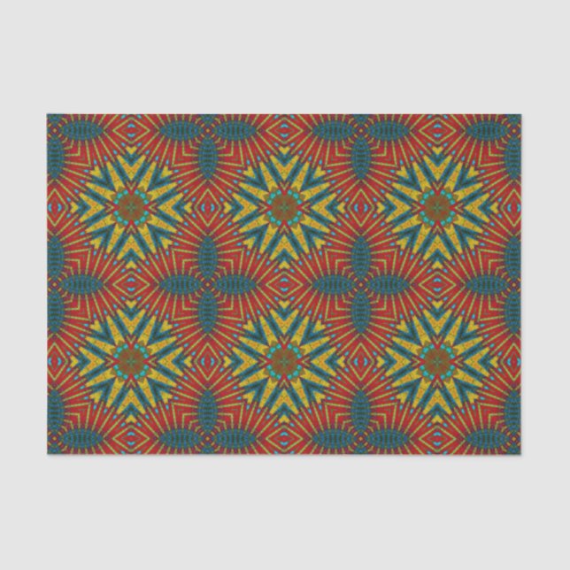Bohemian Hippie Red Blue Yellow Cool Ethnic Tribal Tissue Paper (Front)