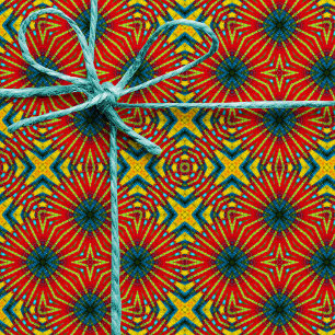 Bohemian Hippie Red Blue Yellow Cool Ethnic Tribal Wrapping Paper