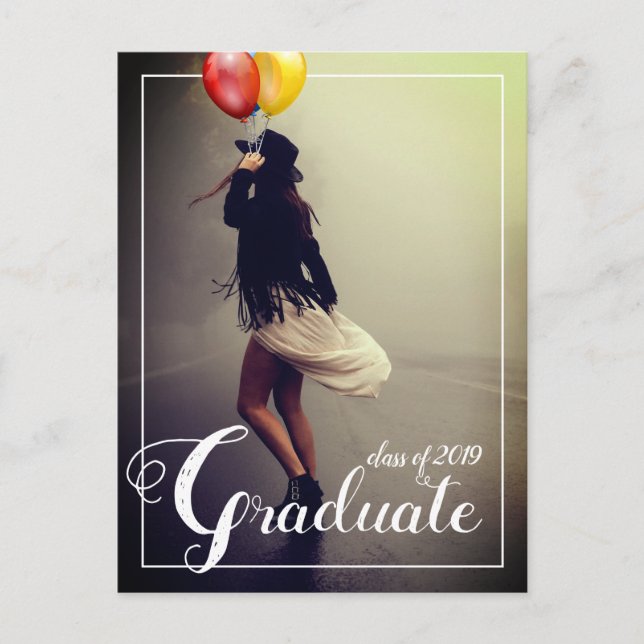 Bohemian Hipster Woman Graduation Party Invitation Postcard (Front)