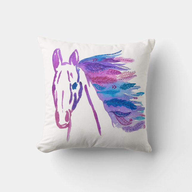 Bohemian Horse Pillow By Megaflora (Front)