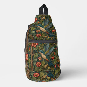 Bohemian hummingbird art boho chic botanical sling bag