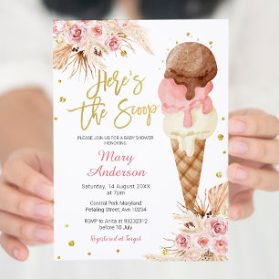Bohemian Ice Cream Baby Shower Invitation