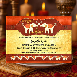 Bohemian Indian Elephants Rehearsal Dinner Invitation