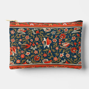 Bohemian Indo-Persian Floral Pattern Vintage Red Accessory Pouch