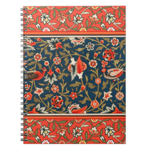 Bohemian Indo-Persian Floral Pattern Vintage Red Notebook