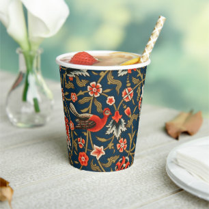 Bohemian Indo-Persian Floral Pattern Vintage Red Paper Cups