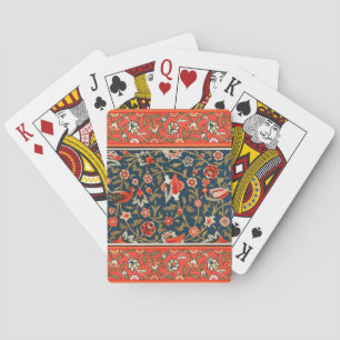 Bohemian Indo-Persian Floral Pattern Vintage Red Playing Cards