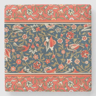 Bohemian Indo-Persian Floral Pattern Vintage Red Stone Coaster