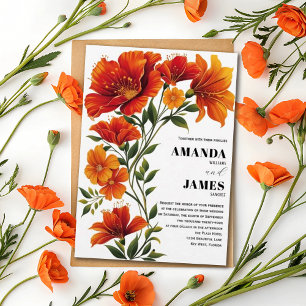 Bohemian Ivory Beige Cream Field Floral Wedding Invitation