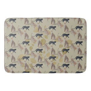 Bohemian Jaguar and Leopard Cats Pattern Bath Mat