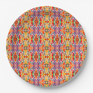 Bohemian Kaleidoscope Pattern Paper Plate