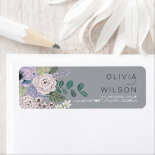 Bohemian Lavender & Grey Chic Floral Flowers Invit Return Address Label