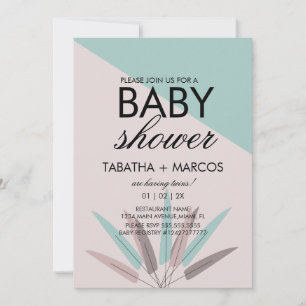 BOHEMIAN Leaf Tribal Baby Shower  Invitation