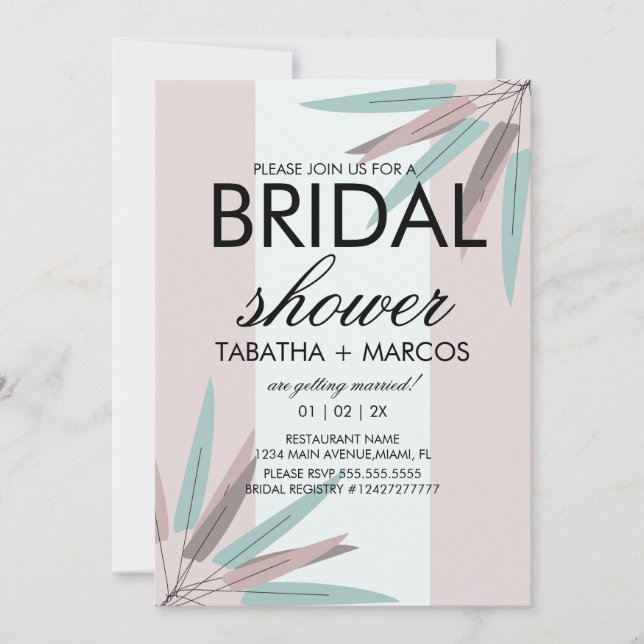 BOHEMIAN Leaf Tribal BRIDAL Shower Pink Teal Invitation (Front)