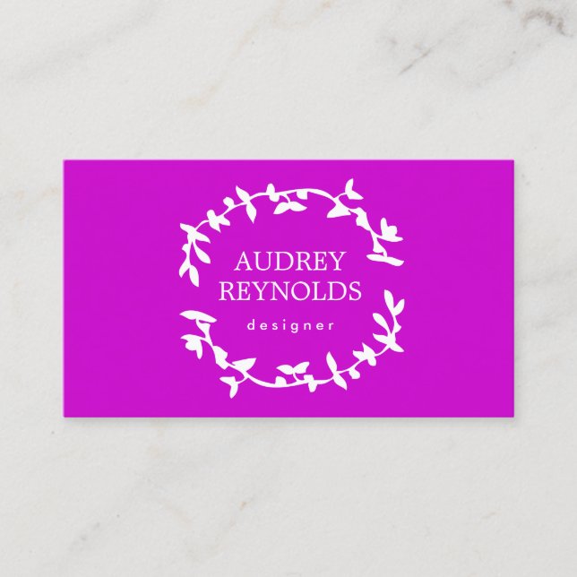 BOHEMIAN LEAF WREATH LOGO on PLUM Business Card (Front)