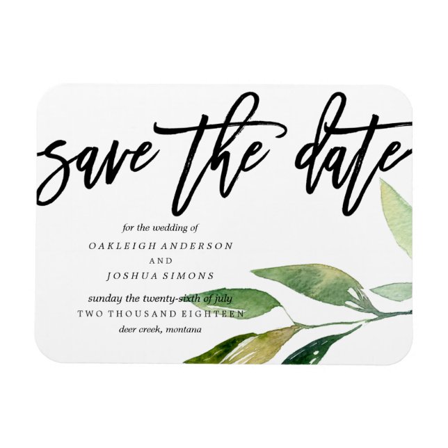 Bohemian Leaves Save the Date Magnet (Horizontal)