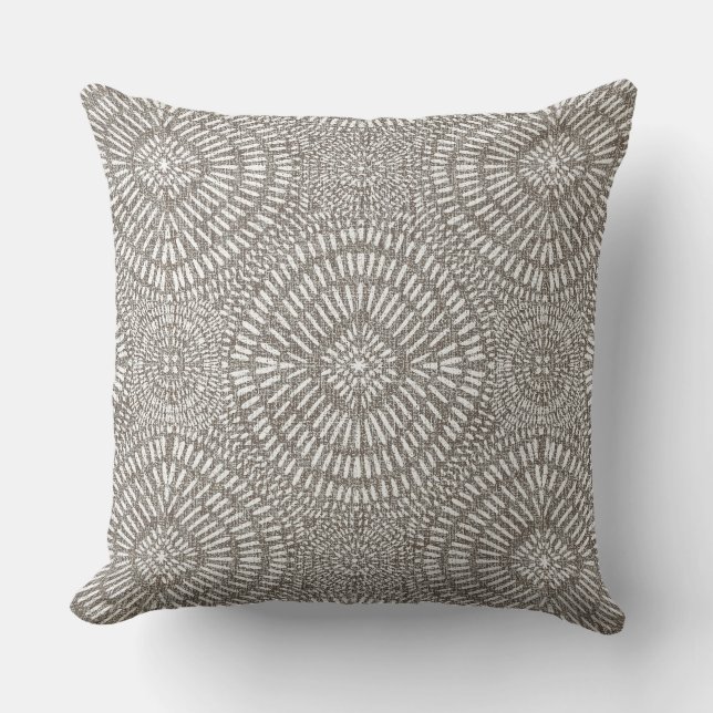 Bohemian light taupe pattern cushion (Front)